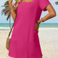 💕Sommeraktion 50% RABATT👗Damen Freizeitkleid mit quadratischem Ausschnitt und Taschen, Kurzarm