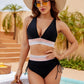 🩷HEISSER VERKAUF 49% RABATT🩷Patchwork-Bikini mit V-Ausschnitt, 2-teiliges Set👙