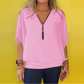 🔥Großer Verkauf 49% RABATT💟Damen Chiffon Zip-up-Ausschnitt Casual Top