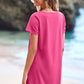 💕Sommeraktion 50% RABATT👗Damen Freizeitkleid mit quadratischem Ausschnitt und Taschen, Kurzarm