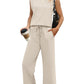 💕50% OFF🌺2025 Neue Frauen Casual Cap Sleeve Top Wide Leg Crop Pants Zweiteilige Sets