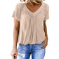 🎁Lässiges Damen-Top mit plissiertem V-Ausschnitt und kurzen Ärmeln👚