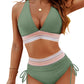 🩷HEISSER VERKAUF 49% RABATT🩷Patchwork-Bikini mit V-Ausschnitt, 2-teiliges Set👙