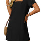 💕Sommeraktion 50% RABATT👗Damen Freizeitkleid mit quadratischem Ausschnitt und Taschen, Kurzarm