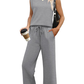💕50% OFF🌺2025 Neue Frauen Casual Cap Sleeve Top Wide Leg Crop Pants Zweiteilige Sets