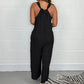 V-Ausschnitt Ärmellos Weites Bein Lange Hose Jumpsuit