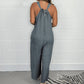 V-Ausschnitt Ärmellos Weites Bein Lange Hose Jumpsuit