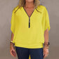 🔥Großer Verkauf 49% RABATT💟Damen Chiffon Zip-up-Ausschnitt Casual Top