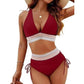 🩷HEISSER VERKAUF 49% RABATT🩷Patchwork-Bikini mit V-Ausschnitt, 2-teiliges Set👙