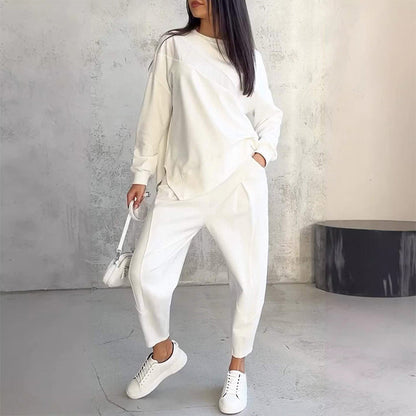 💥Frühherbst-Specials 49% RABATT💕Damen Langarm-Sweatshirts mit unregelmäßigem Saum & Hosen-Set
