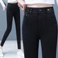 Damen Hoch Taille Schlank Dehnen Warme Röhrenjeans