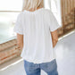 🎁Lässiges Damen-Top mit plissiertem V-Ausschnitt und kurzen Ärmeln👚