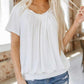 🎁Lässiges Damen-Top mit plissiertem V-Ausschnitt und kurzen Ärmeln👚