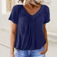 🎁Lässiges Damen-Top mit plissiertem V-Ausschnitt und kurzen Ärmeln👚