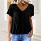 🎁Lässiges Damen-Top mit plissiertem V-Ausschnitt und kurzen Ärmeln👚