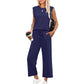 💕50% OFF🌺2025 Neue Frauen Casual Cap Sleeve Top Wide Leg Crop Pants Zweiteilige Sets