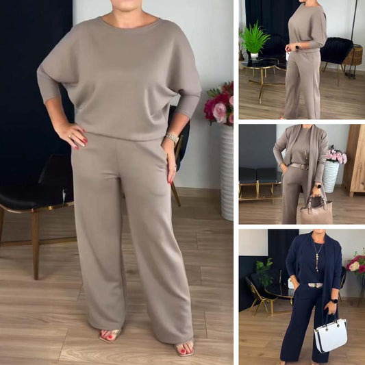 ⏳Begrenzte Zeit 70% Rabatt💥Elegantes 3-teiliges Set: Langer Cardigan, Oberteil und Hose