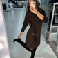 📢📢50% OFF !!💖Elegantes Langarmkleid mit Plissee-Einsätzen💃