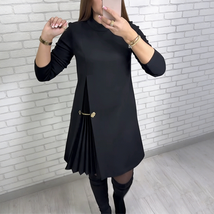 📢📢50% OFF !!💖Elegantes Langarmkleid mit Plissee-Einsätzen💃