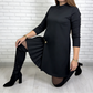 📢📢50% OFF !!💖Elegantes Langarmkleid mit Plissee-Einsätzen💃