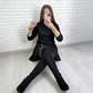 📢📢50% OFF !!💖Elegantes Langarmkleid mit Plissee-Einsätzen💃