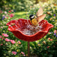 🪴 Metall Mohnblume Vogelbad mit Erdspieß | Gartendekoration, Vogelhäuschen, lockt Bestäuber an