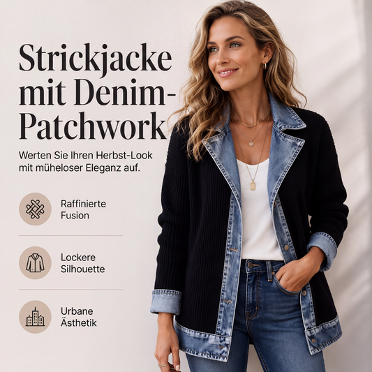 🔥Heißer Verkauf 50% Rabatt🧥Lässiger Chic für jeden Tag – Gerippte Strickjacke mit Deni🎁