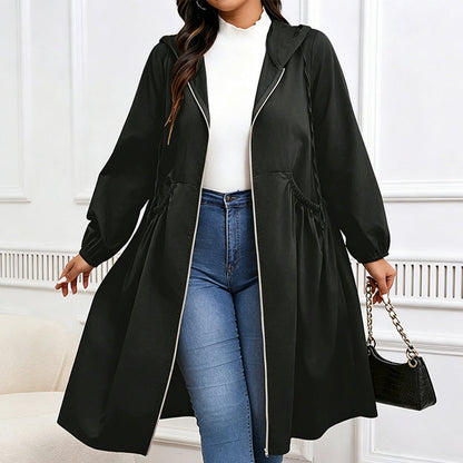📢📢50%Rabatt!!!💎Legere, mittellange Kapuzenjacke für Damen in lockerer Passform