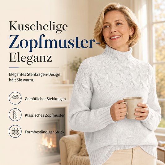 ⭐👚 Top-bewertet – Legerer Strickpullover mit Rollkragen in Unifarbe