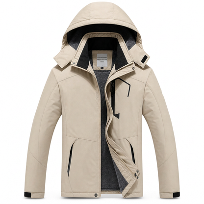 Paare Outdoor-Mantel mit Kapuze, fleecegefüttert, verdickt, winddicht und warm für den Winter, erhältlich in großen Größen