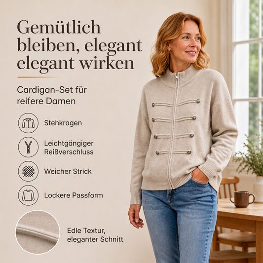 Lässige Damen-Strickjacke mit doppeltem Reißverschluss
