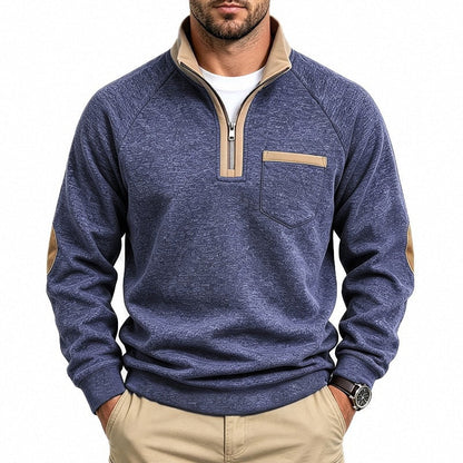 Herren-Pullover mit Viertelreißverschluss und warmer Fütterung