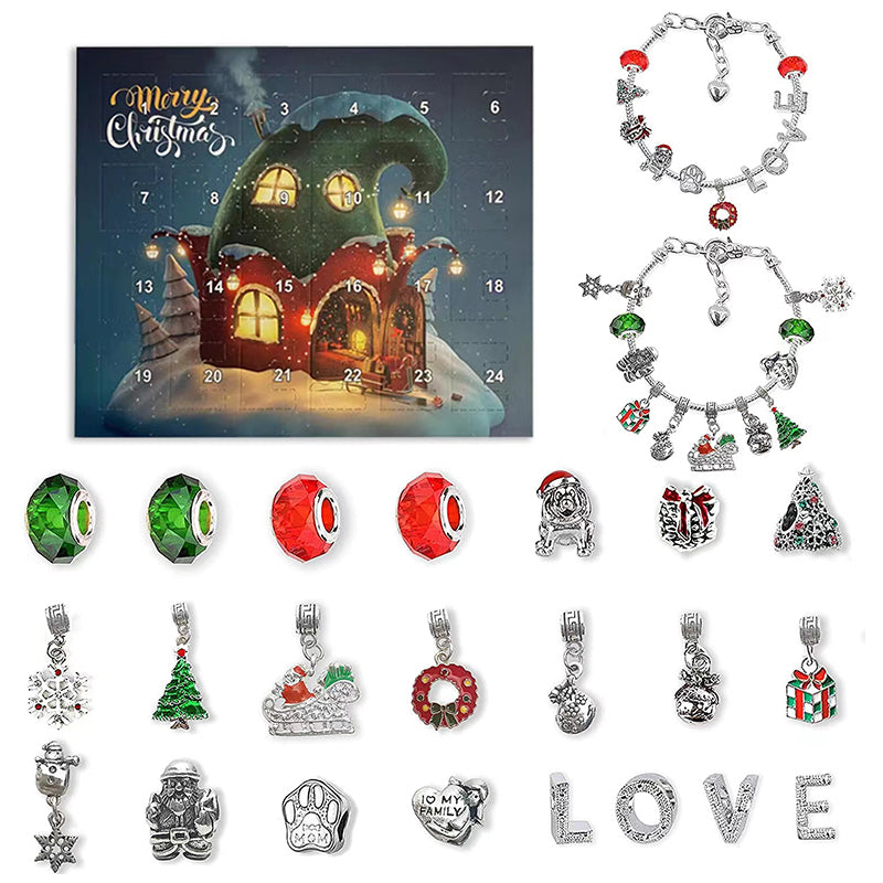 24 Tage Countdown-Kalender DIY Weihnachten Adventskalender Armbänder Set-13